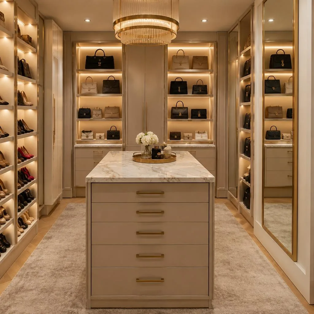 After custom closets & storage design concept: A spare room becomes a dressing room.
