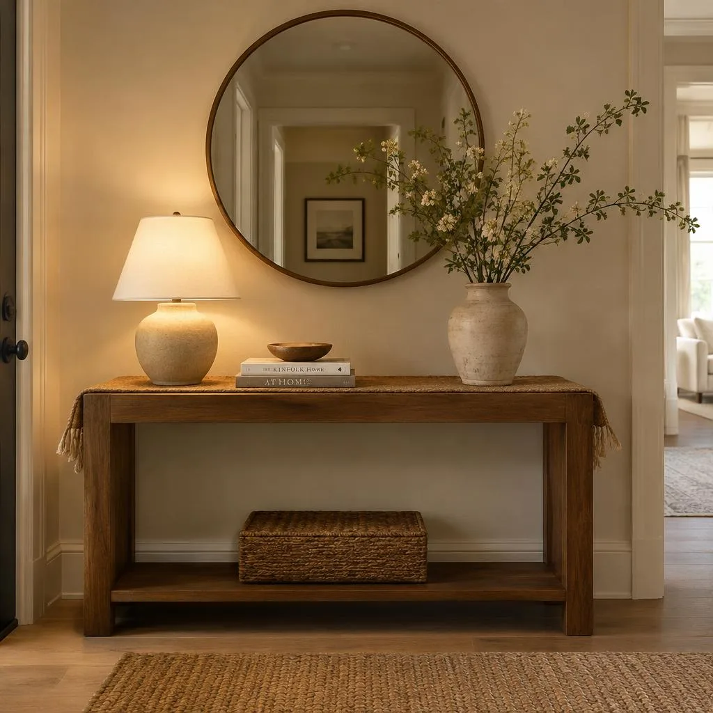 After furniture, accessory & art selection design concept: An entryway earns its welcome.