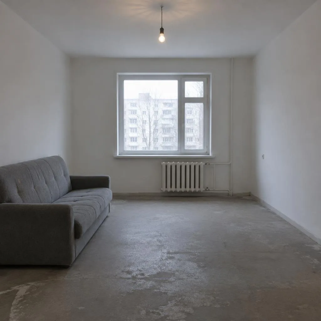 Before furniture, accessory & art selection design concept: From bare to beautifully you.