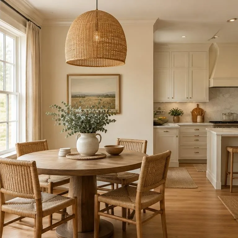 Dining nook beside a cream kitchen