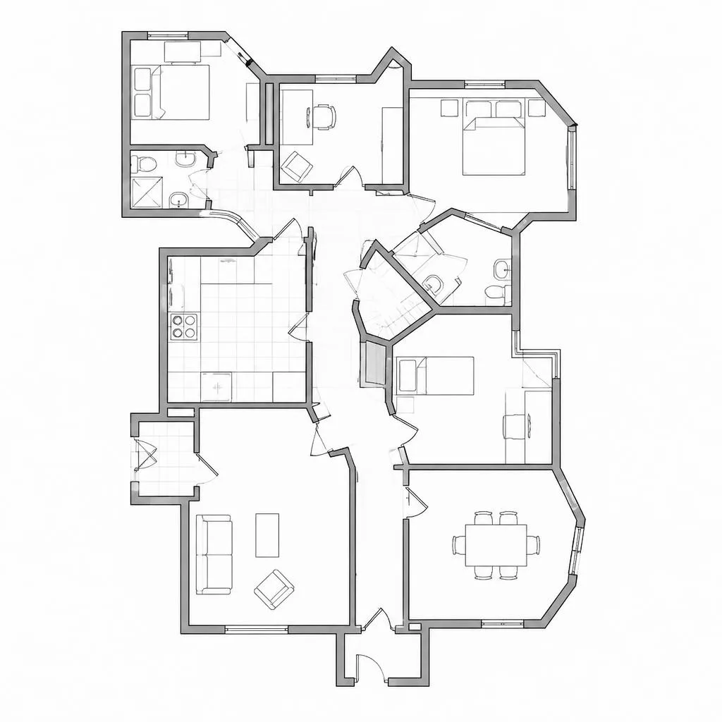 Before space planning & interior architecture design concept: From fragmented to fluid.