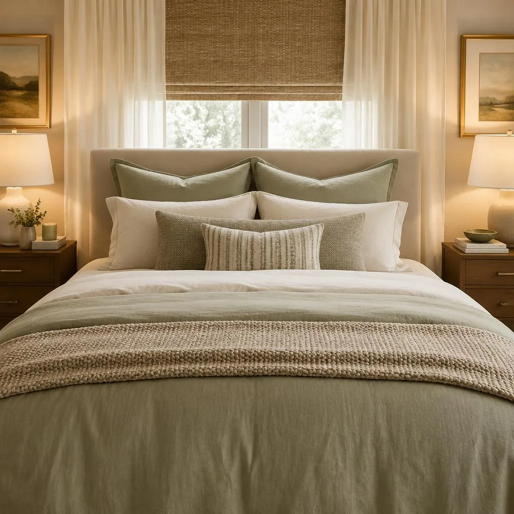After window treatments & bedding design design concept: From bare bed to boutique rest.